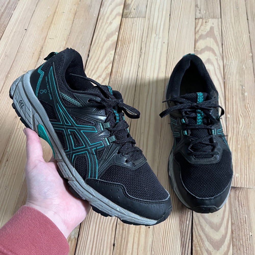 ASICS Gel-Venture 8 Trail Running Shoes Womens 9.5 Black Teal 1012B230